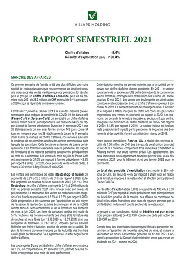 Vorschaubild Villars Holding Halbjahresbericht 2021-h1