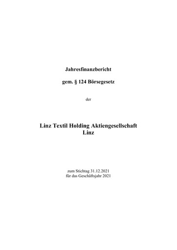 Miniature Linz Textil Rapport financier 2021