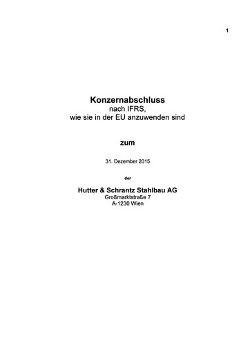 Thumbnail Hutter & Schrantz Stahlbau AG Financial Statement 2015