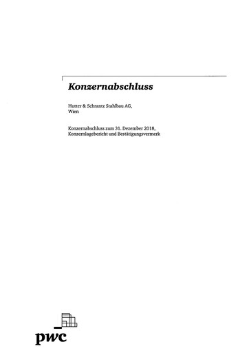 Thumbnail Hutter & Schrantz Stahlbau AG Financial Statement 2018