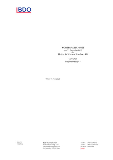 Thumbnail Hutter & Schrantz Stahlbau AG Financial Statement 2019