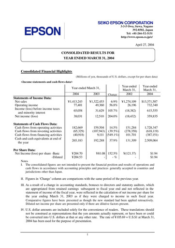 Thumbnail Seiko Epson Corporation Financial Statement fy2003