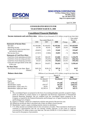 Thumbnail Seiko Epson Corporation Financial Statement fy2007