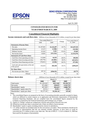 Thumbnail Seiko Epson Corporation Financial Statement fy2008