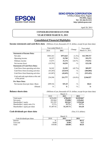 Thumbnail Seiko Epson Corporation Financial Statement fy2010
