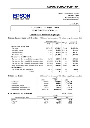 Thumbnail Seiko Epson Corporation Financial Statement fy2012