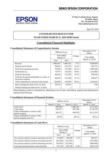 Thumbnail Seiko Epson Corporation Financial Statement fy2014