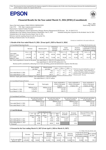 Miniature Seiko Epson Corporation Bilan financier fy2025