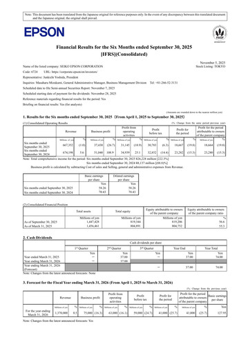 Thumbnail Seiko Epson Corporation Half-year Report 2025-h1