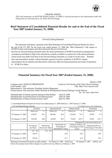 Thumbnail Sumco Corporation Financial Statement 2007