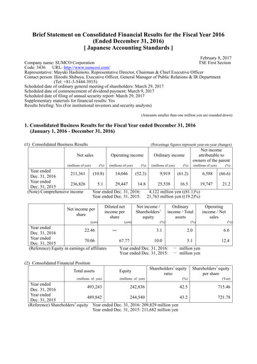 Thumbnail Sumco Corporation Financial Statement 2016