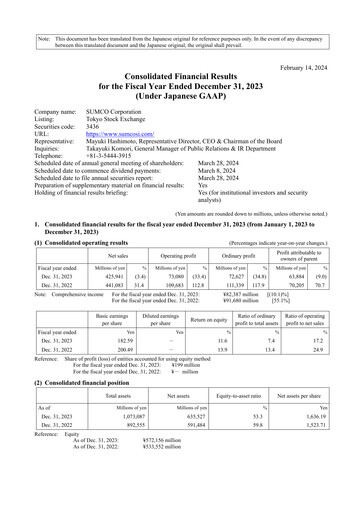 Thumbnail Sumco Corporation Financial Statement 2023