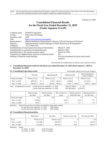 Thumbnail Sumco Corporation Financial Statement 2025