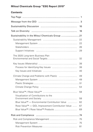 Thumbnail Mitsui Chemicals ESG Report 2019