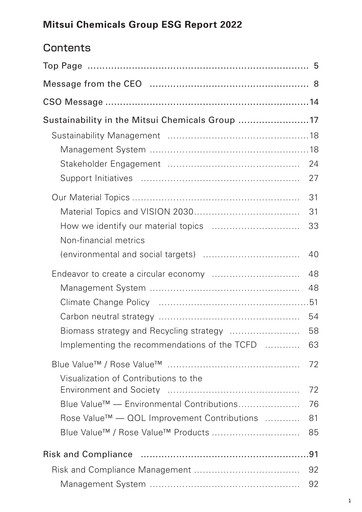 Thumbnail Mitsui Chemicals ESG Report 2022