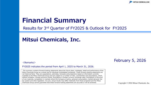 Vorschaubild Mitsui Chemicals Quartalsbericht 2025-q3