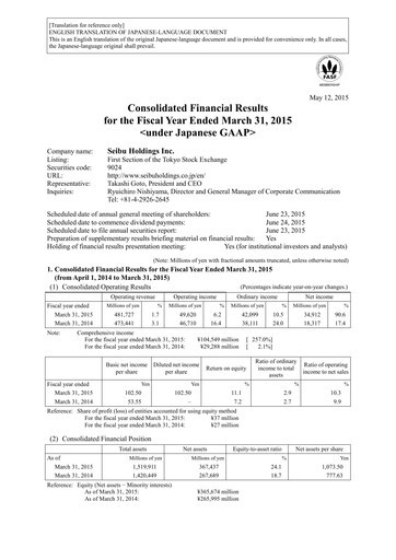 Thumbnail Seibu Holdings Financial Statement fy2014
