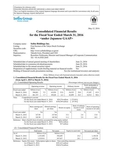 Thumbnail Seibu Holdings Financial Statement fy2015