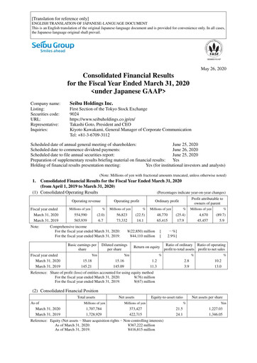 Thumbnail Seibu Holdings Financial Statement fy2019
