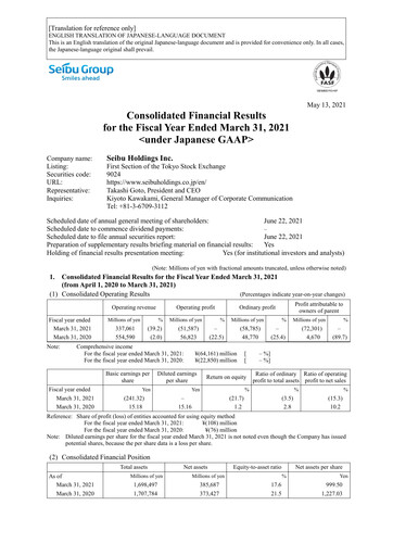Thumbnail Seibu Holdings Financial Statement fy2020