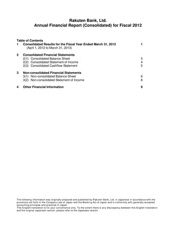 Thumbnail Rakuten Bank Financial Report 2012