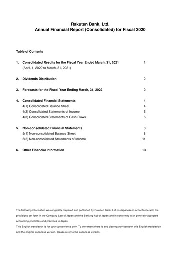 Thumbnail Rakuten Bank Financial Report 2021