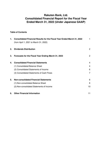 Thumbnail Rakuten Bank Financial Report 2022