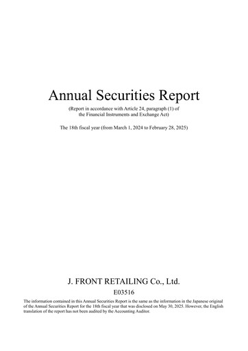 Thumbnail J. Front Retailing Financial Report 2024-2025