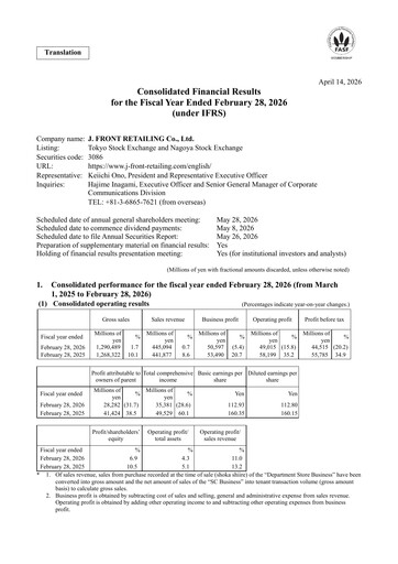 Thumbnail J. Front Retailing Financial Statement 2025-2026