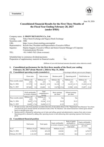 Thumbnail J. Front Retailing Quarterly Report 2026-q1