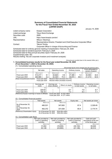 Thumbnail Kewpie Corporation Financial Statement 2024-2025