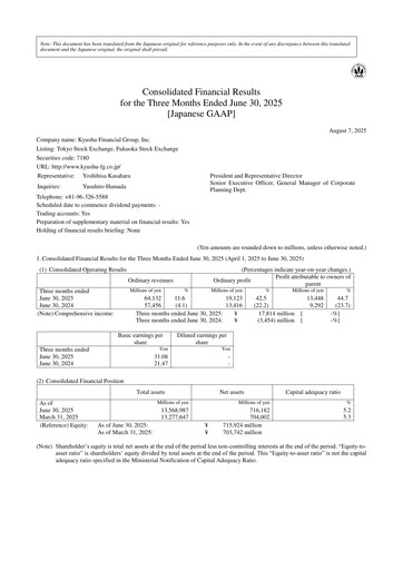 Thumbnail Kyushu Financial Group Quarterly Report 2025-q1