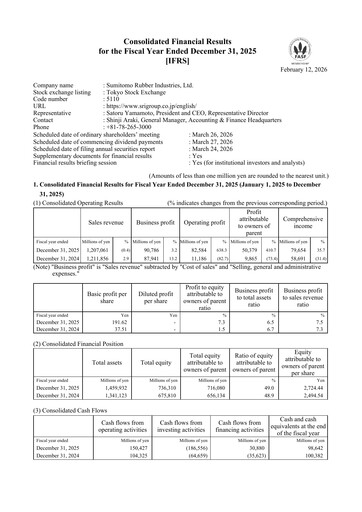 Thumbnail Sumitomo Rubber Industries Financial Statement 2025