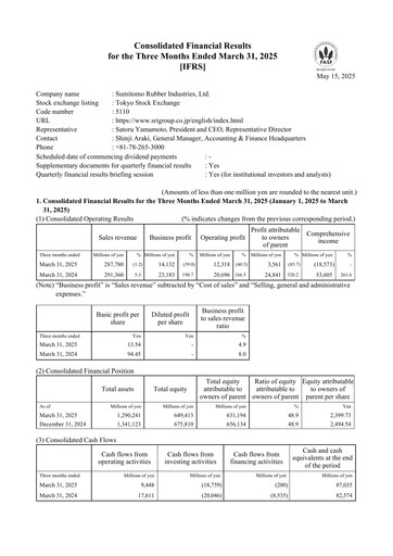 Thumbnail Sumitomo Rubber Industries Quarterly Report 2025-q1
