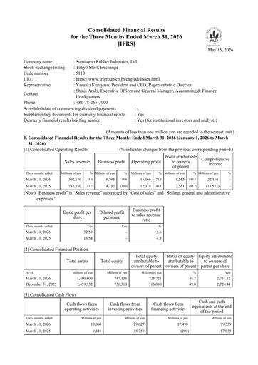 Thumbnail Sumitomo Rubber Industries Quarterly Report 2026-q1