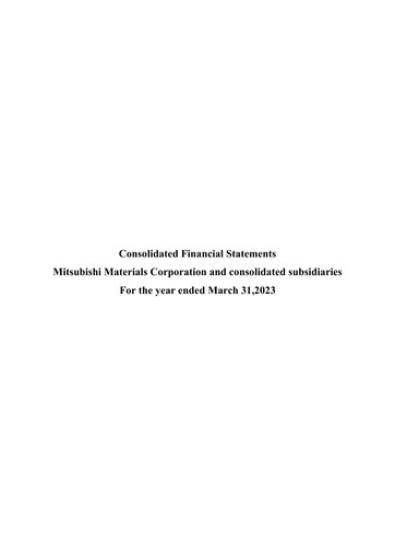 Thumbnail Mitsubishi Materials Financial Statement fy2023