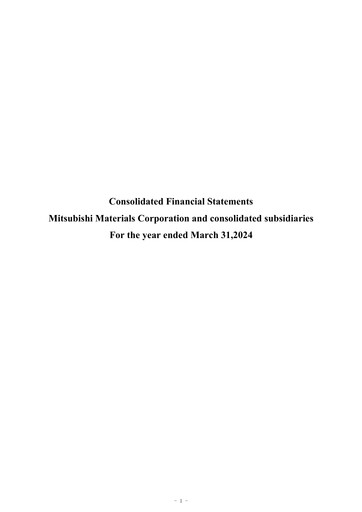 Thumbnail Mitsubishi Materials Financial Statement fy2024