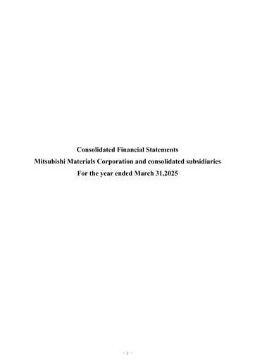 Thumbnail Mitsubishi Materials Financial Statement fy2025