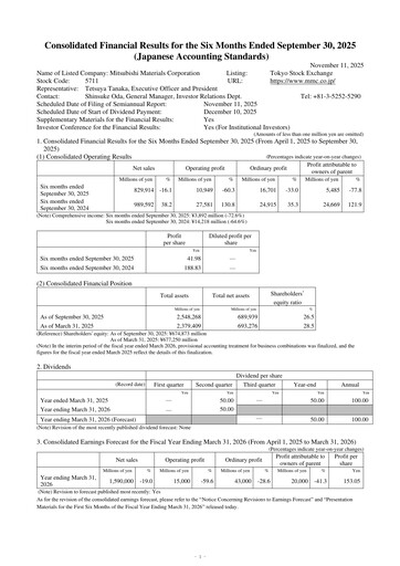Thumbnail Mitsubishi Materials Half-year Report 2025-h1