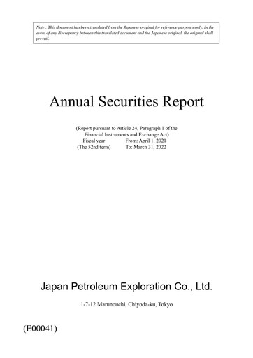 Thumbnail Japan Petroleum Exploration Financial Report 2022