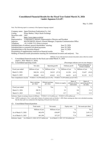 Thumbnail Japan Petroleum Exploration Financial Statement 2026
