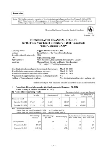 Vorschaubild Nippon Electric Glass Finanzbericht 2024