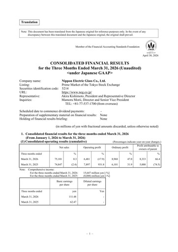 Miniature Nippon Electric Glass Rapport trimestriel 2026-q1