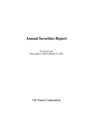 Thumbnail GS Yuasa Corporation Annual Report 2025