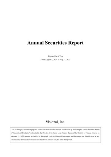 Thumbnail Visional, Inc. Annual Report 2025