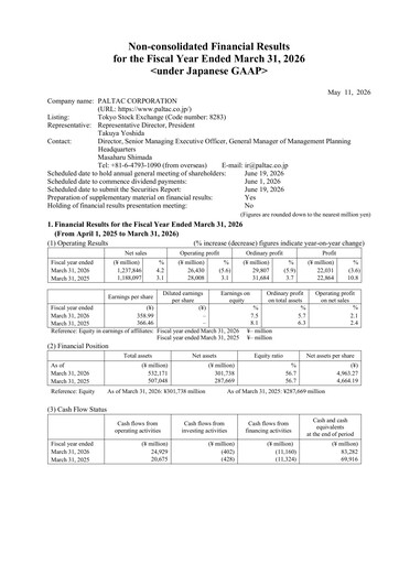 Thumbnail Paltac Corporation Financial Report 2026
