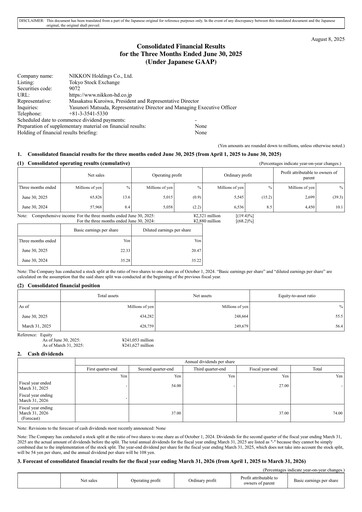 Thumbnail NIKKON Holdings Quarterly Report 2025-q1
