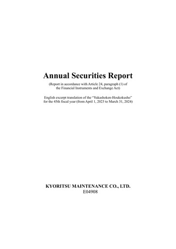 Thumbnail Kyoritsu Maintenance Co., Ltd. Annual Report 2023-2024