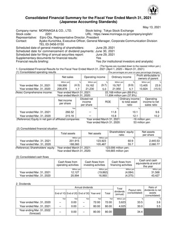 Vorschaubild Morinaga & Company Finanzmitteilung 2020-2021