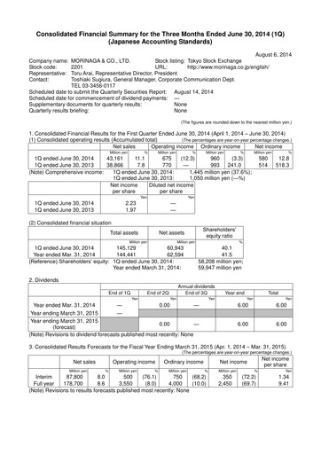 Miniature Morinaga & Company Rapport trimestriel 2014-q1